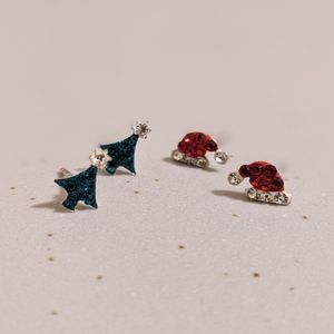 Christmas earrings 925 sterling silver 2 pairs